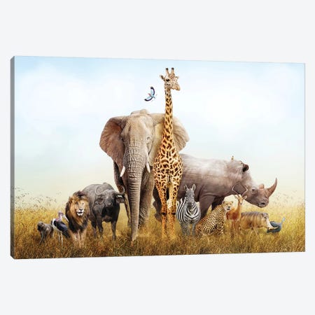 Safari Animals In Africa Composite Canvas Print #SMZ137} by Susan Schmitz Canvas Print
