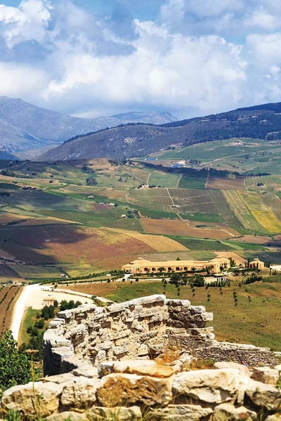 View From Segesta Overlooking Rolling Hills In Valley by Susan Richey canvas print