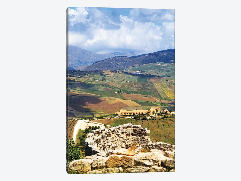 View From Segesta Overlooking Rolling Hills In Valley by Susan Richey 1-piece Canvas Art Print