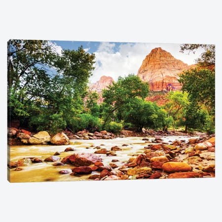 Virgin River In Zion National Park - Utah USA Canvas Print #SMZ173} by Susan Richey Canvas Wall Art
