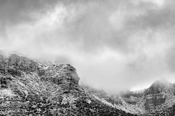 Susan Richey: Misty Mountaintop In Sedona Arizona by Susan Richey