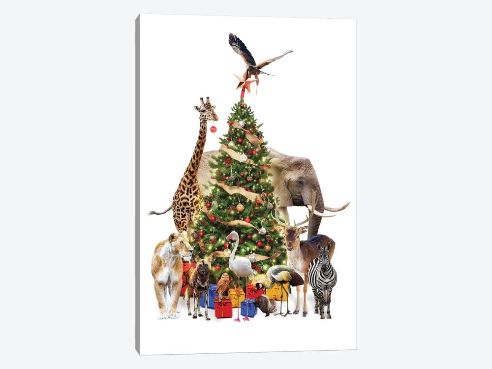 Zoo Animals Decorating A Christmas Tree by Susan Richey 1-piece Art Print