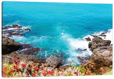 Rocky Cliff Looking Into Blue Mediterranean Sea Canvas Art Print - Susan Richey