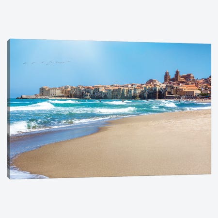 Seaside Beach Town Of Cefalu In Sicily Italy Canvas Print #SMZ232} by Susan Richey Canvas Print
