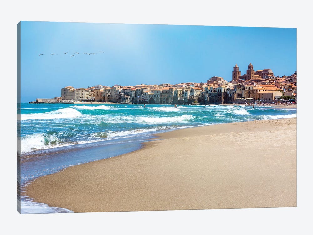 Seaside Beach Town Of Cefalu In Sicily Italy by Susan Richey 1-piece Canvas Art Print