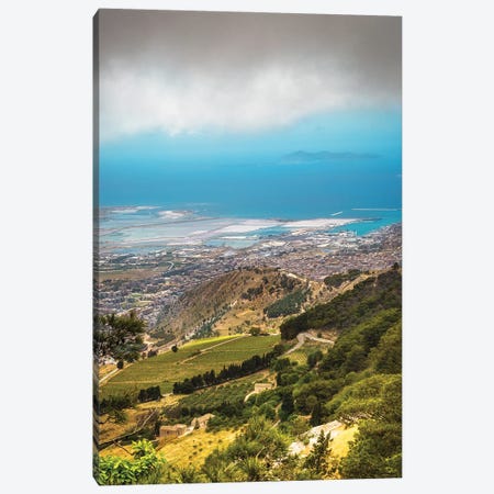 Sicily Italy Rolling Hillside Overlooking City And Sea Canvas Print #SMZ233} by Susan Richey Canvas Print