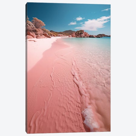 Peaceful Waves On A Pink Sand Beach Shore Canvas Print #SMZ247} by Susan Richey Canvas Print