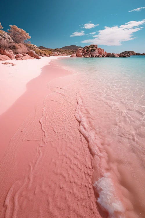 Peaceful Waves On A Pink Sand Beach Shore