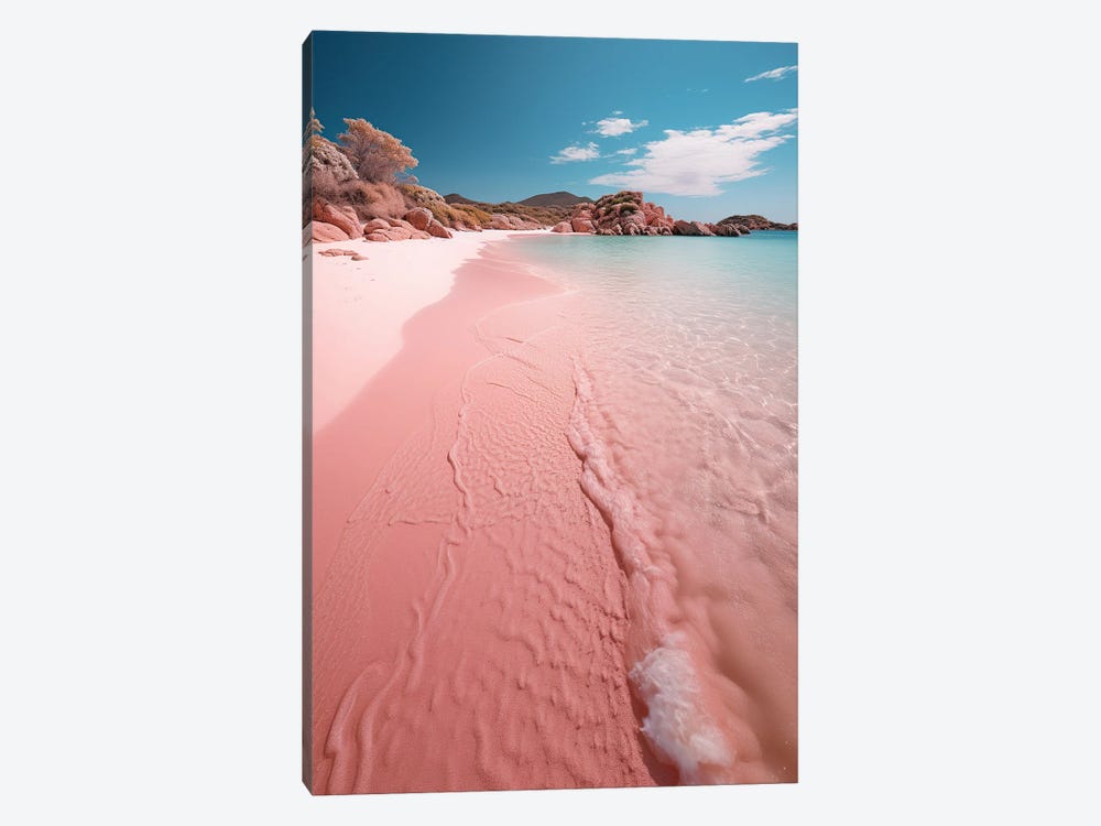 Peaceful Waves On A Pink Sand Beach Shore by Susan Richey 1-piece Canvas Art Print