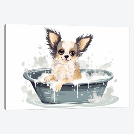 Chihuahua Puppy In Bathtub Canvas Print #SMZ248} by Susan Richey Canvas Wall Art