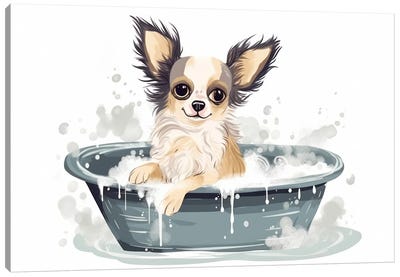 Chihuahua Puppy In Bathtub Canvas Art Print - Puppy Art