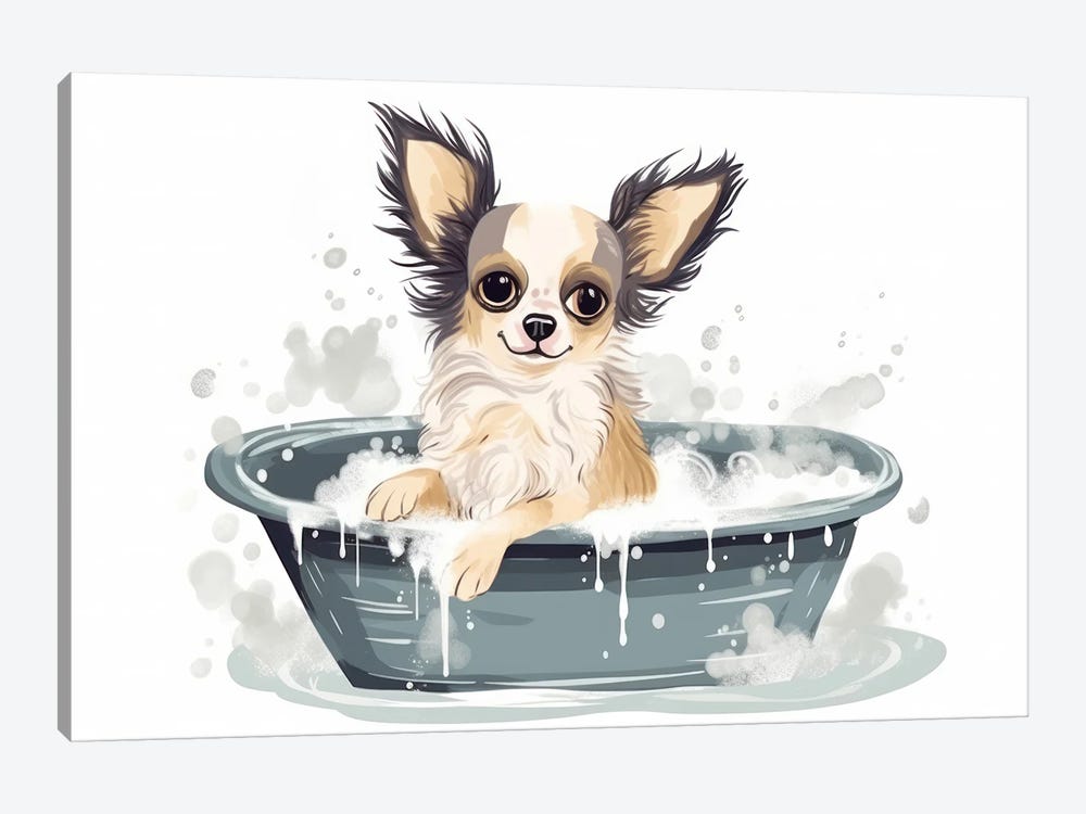 Chihuahua Puppy In Bathtub by Susan Richey 1-piece Canvas Artwork