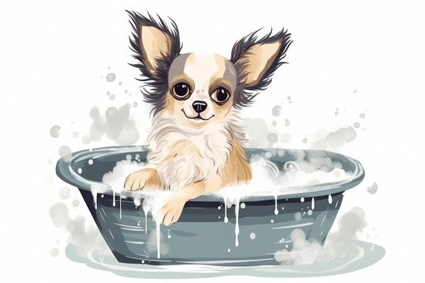 Susan Richey: Chihuahua Puppy In Bathtub by Susan Richey