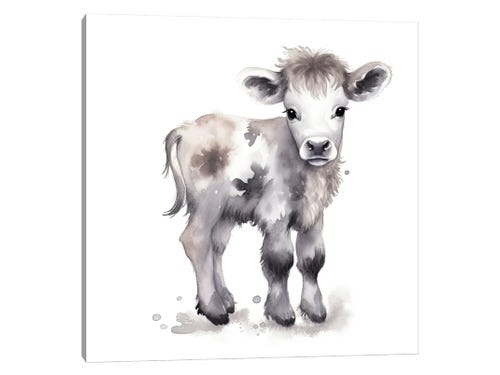 Cute Baby Cow Calf Canvas Wall Art by Susan Richey | iCanvas Cute Baby Cow Calf Canvas Wall Art by Susan Richey | iCanvas