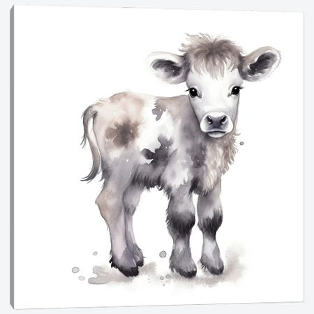 Cute Baby Cow Calf Canvas Print #SMZ254} by Susan Richey Canvas Artwork