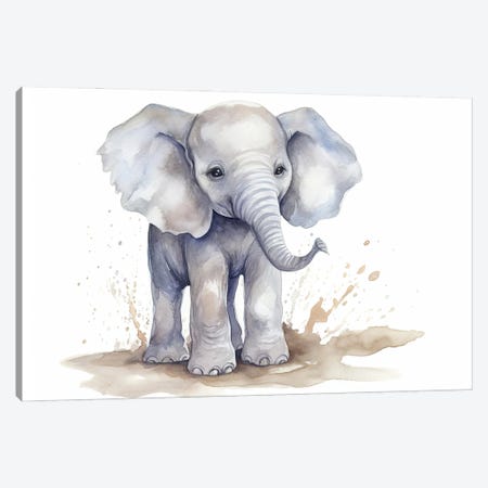 Cute Baby Elephant Canvas Print #SMZ256} by Susan Richey Canvas Art