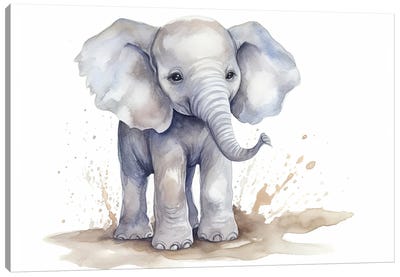 Cute Baby Elephant Canvas Art Print - Susan Richey