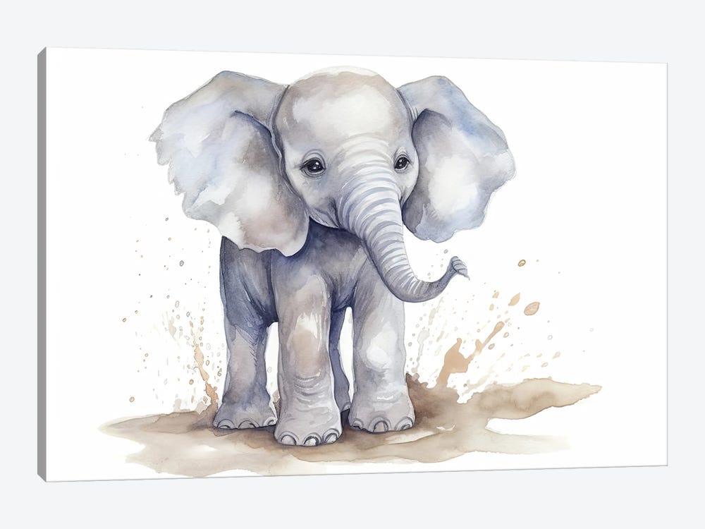 Cute Baby Elephant by Susan Richey 1-piece Canvas Print