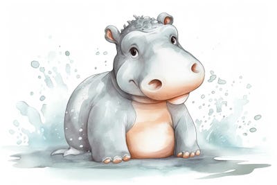 Cute Baby Hippo by Susan Richey art print