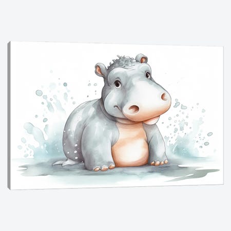 Cute Baby Hippo Canvas Print #SMZ258} by Susan Richey Canvas Print