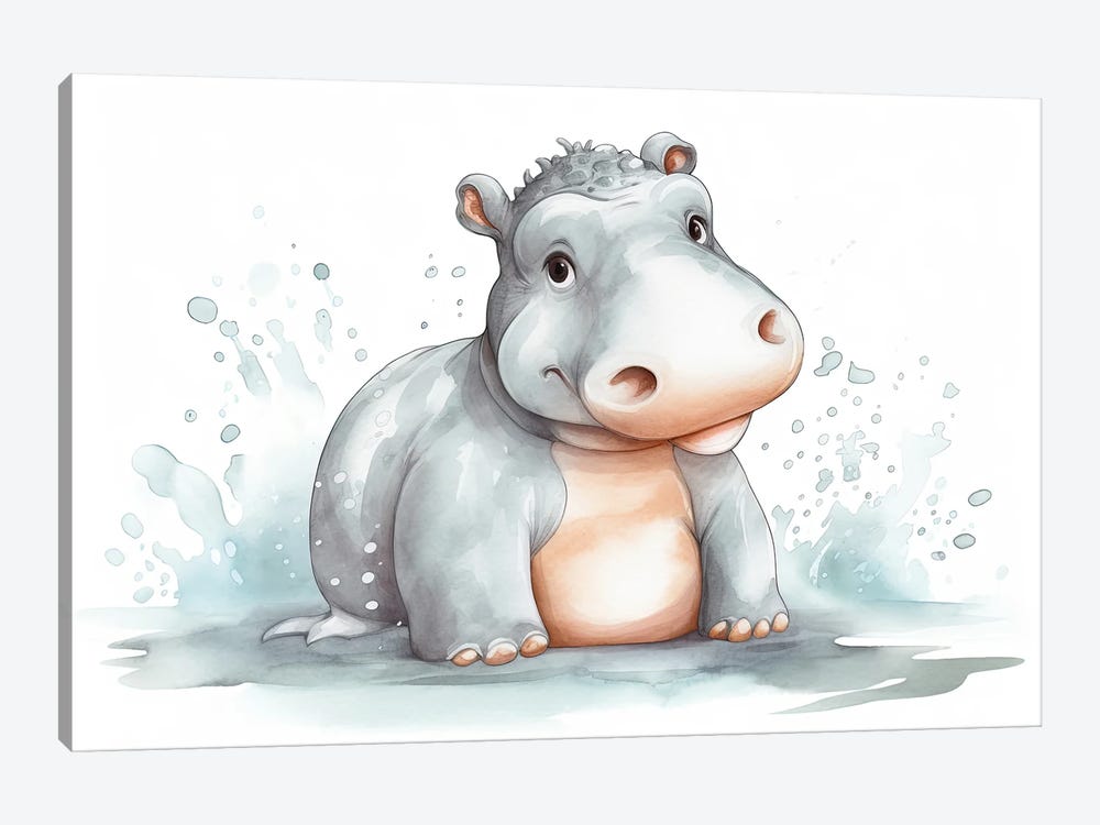 Cute Baby Hippo by Susan Richey 1-piece Art Print