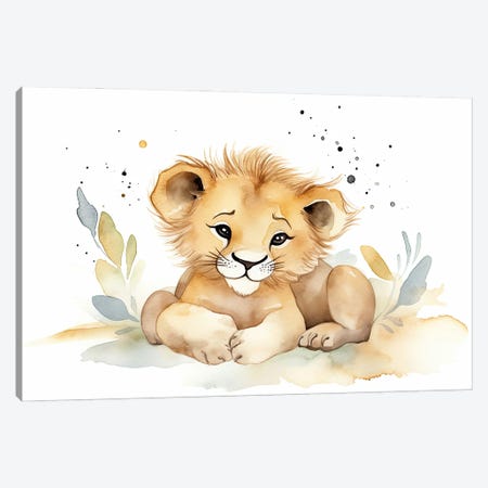 Cute Baby Lion Cub Canvas Print #SMZ261} by Susan Richey Canvas Artwork