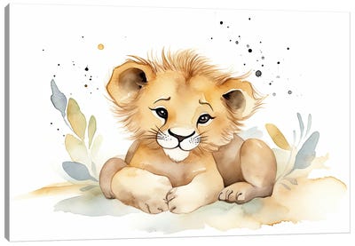 Cute Baby Lion Cub Canvas Art Print - Susan Richey