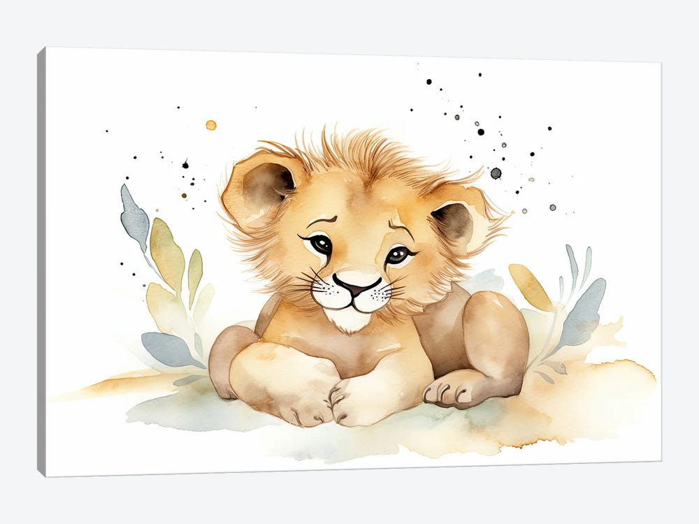 Cute Baby Lion Cub by Susan Richey 1-piece Canvas Print