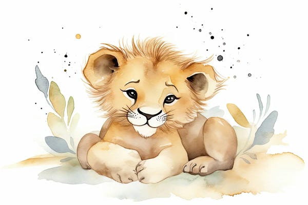 Susan Richey: Cute Baby Lion Cub by Susan Richey