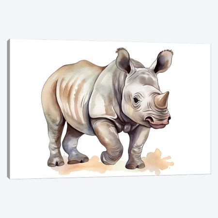 Rhino Baby Giclée Canvas Print - 8x8 - ShopZoo