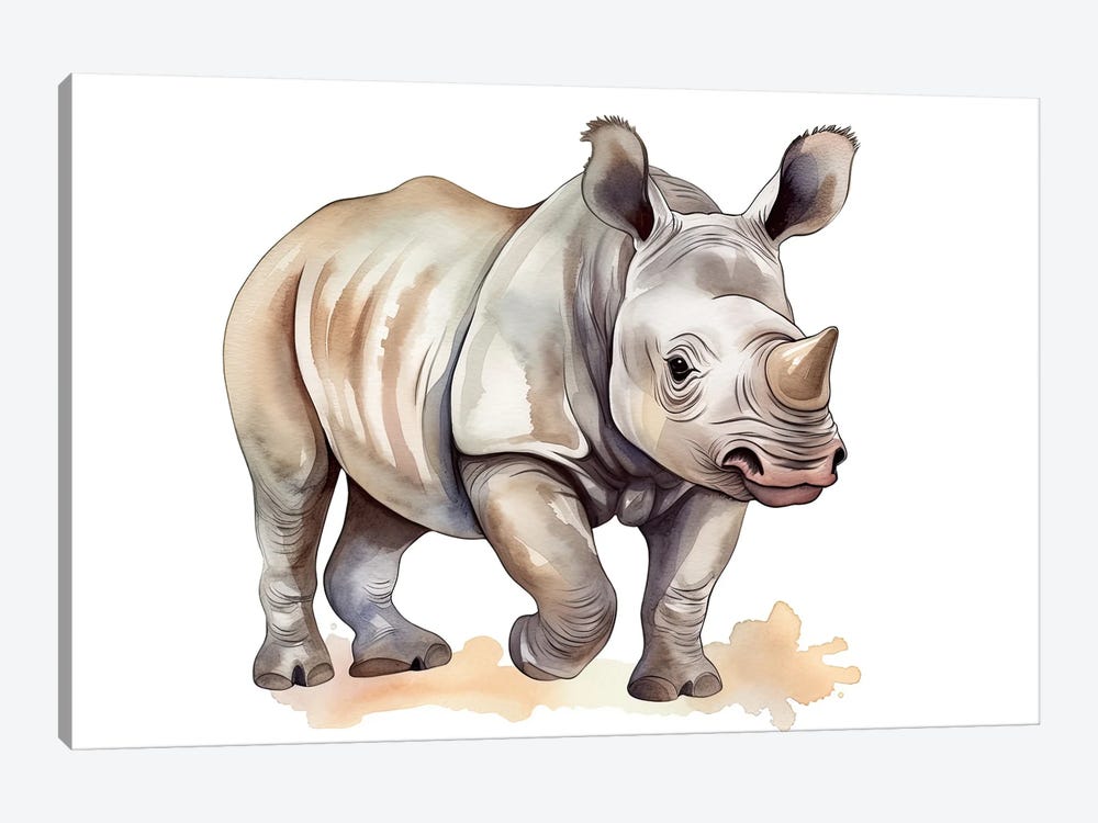 Cute Baby Rhino Calf by Susan Richey 1-piece Canvas Print
