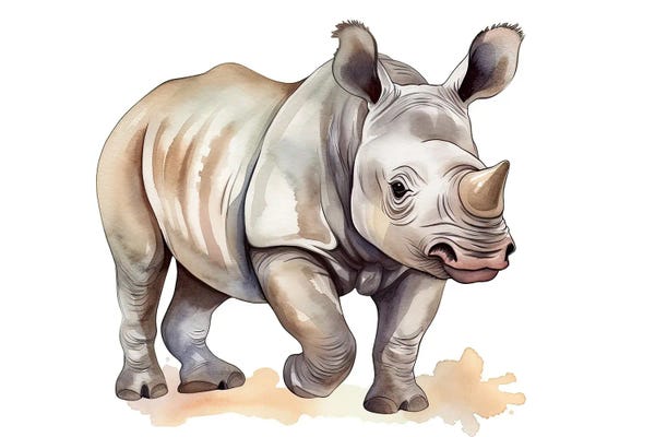Susan Richey: Cute Baby Rhino Calf by Susan Richey