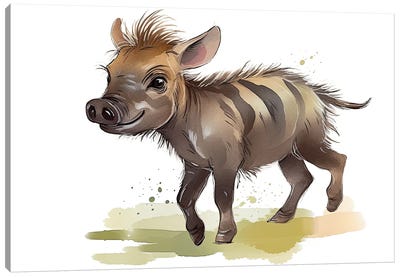 Cute Baby Warthog Canvas Art Print - Pig Art