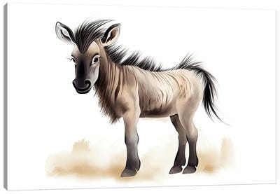Cute Baby Wildebeest Canvas Art Print - Antelope Art