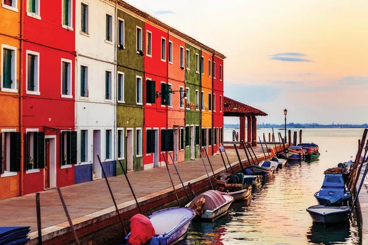 Boats And Colorful Homes In Burano Italy