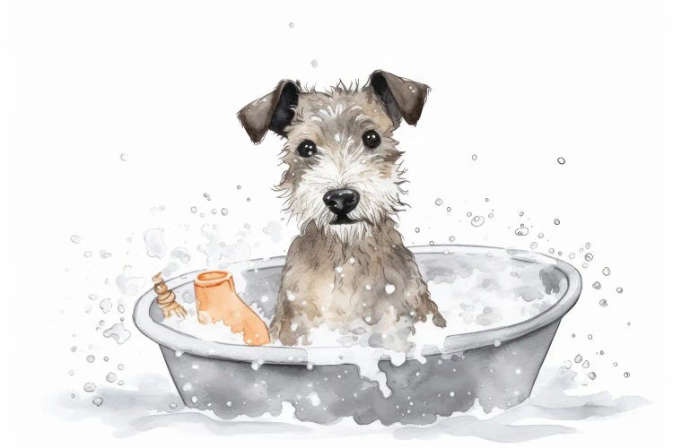 Terrier Puppy Dog In Bathtub