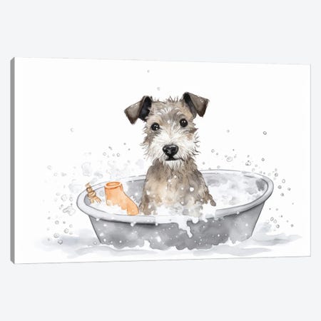 Terrier Puppy Dog In Bathtub Canvas Print #SMZ272} by Susan Richey Canvas Art Print