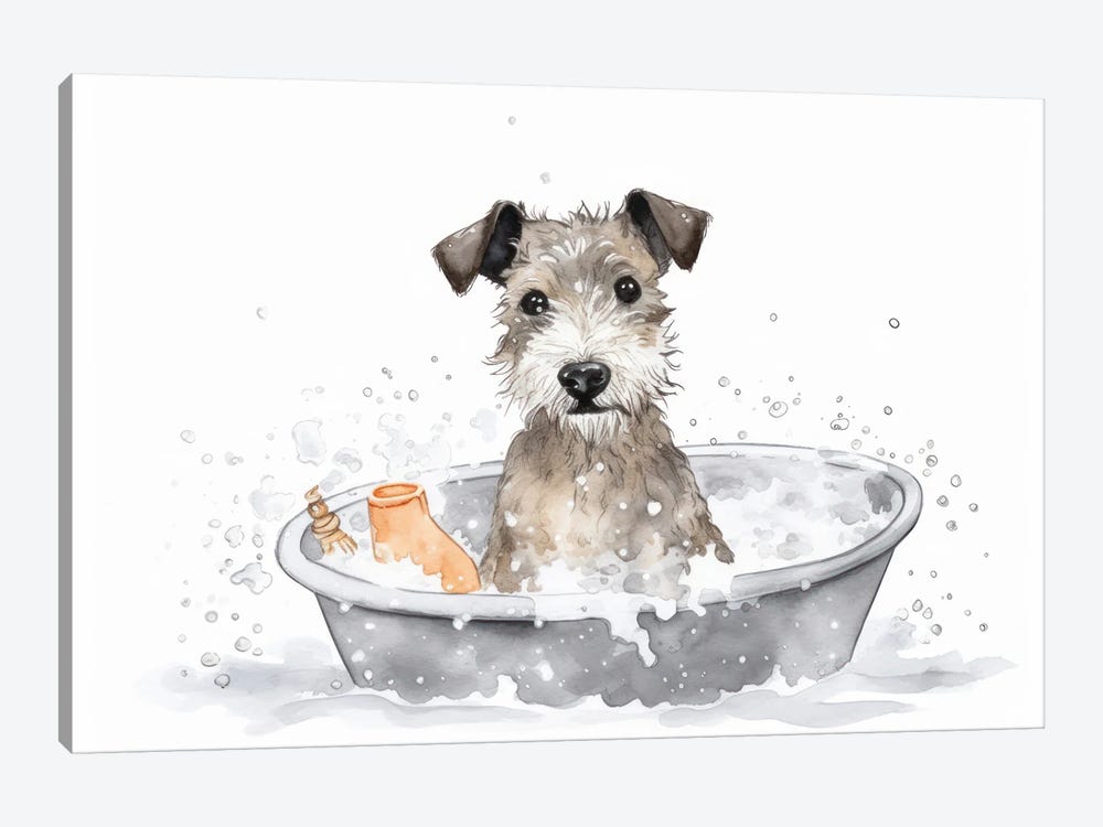 Terrier Puppy Dog In Bathtub by Susan Richey 1-piece Art Print
