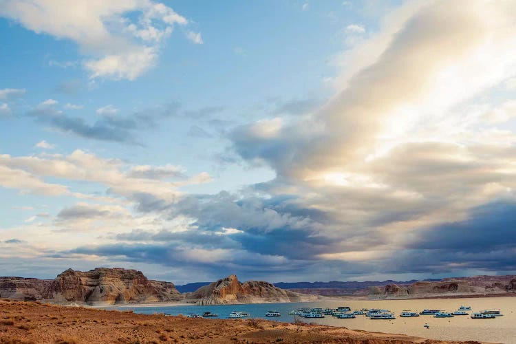 Boats On Lake Powell In The Morning