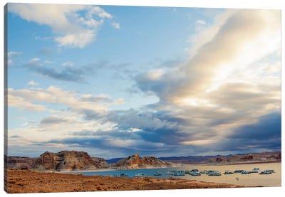 Boats On Lake Powell In The Morning Canvas Art Print - Susan Richey