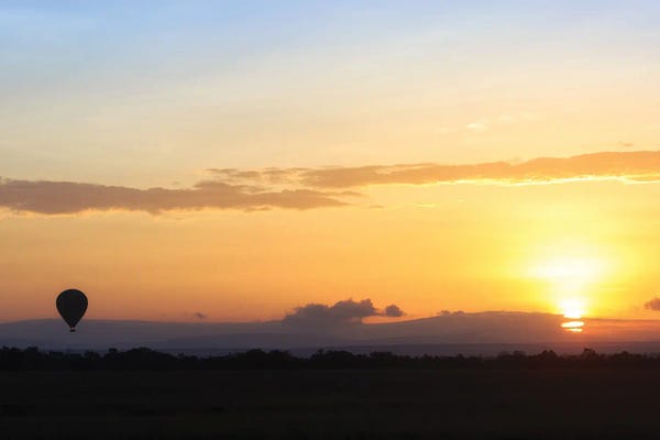 Susan Richey: Sunrise Over Kenya With Hot Air Balloon by Susan Richey