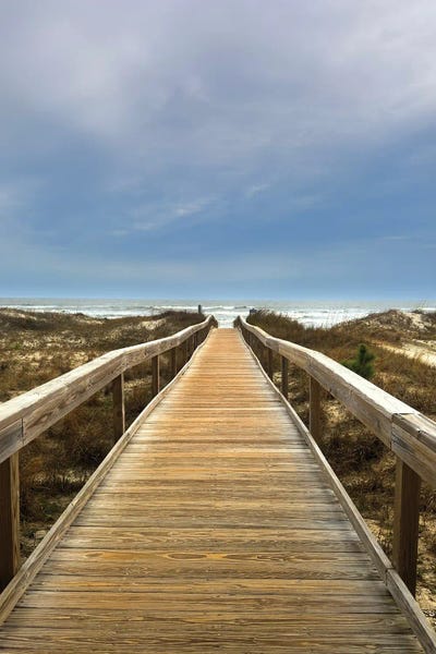 Susan Richey: Bridge Leading To Beach On Ocean Shore by Susan Richey