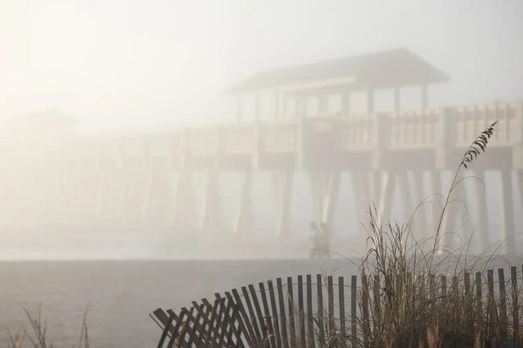 Morning Mist Creates Serene Atmosphere At Folly Beach Pier by Susan Richey wall art