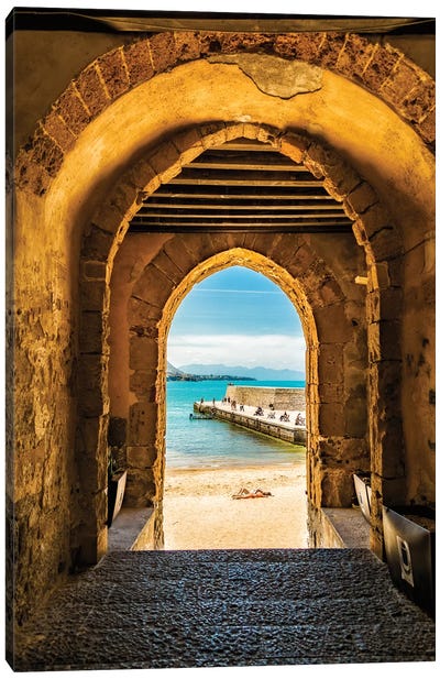 Cafalu Sicily - Archway To Beach Canvas Art Print - Arches