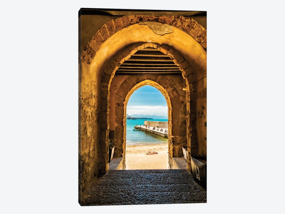 Cafalu Sicily - Archway To Beach by Susan Richey 1-piece Canvas Wall Art