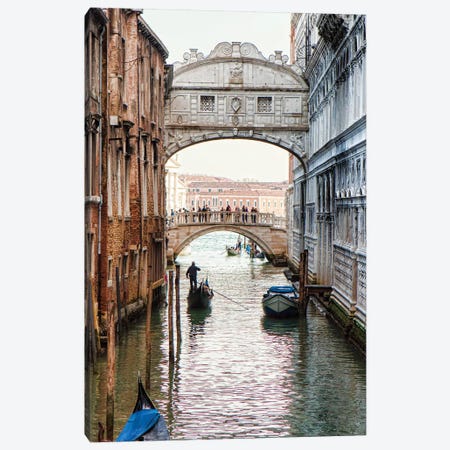 Gondolas Under Bridge Of Sighs In Venice Canvas Print #SMZ77} by Susan Richey Canvas Artwork