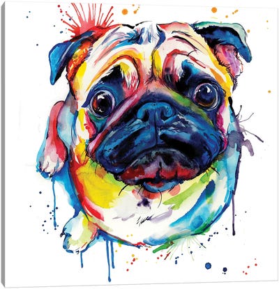 Pug II Canvas Art Print - Pug Art
