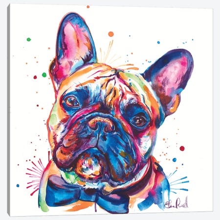 Bowtie Frenchie Canvas Print #SNA46} by Weekday Best Canvas Wall Art