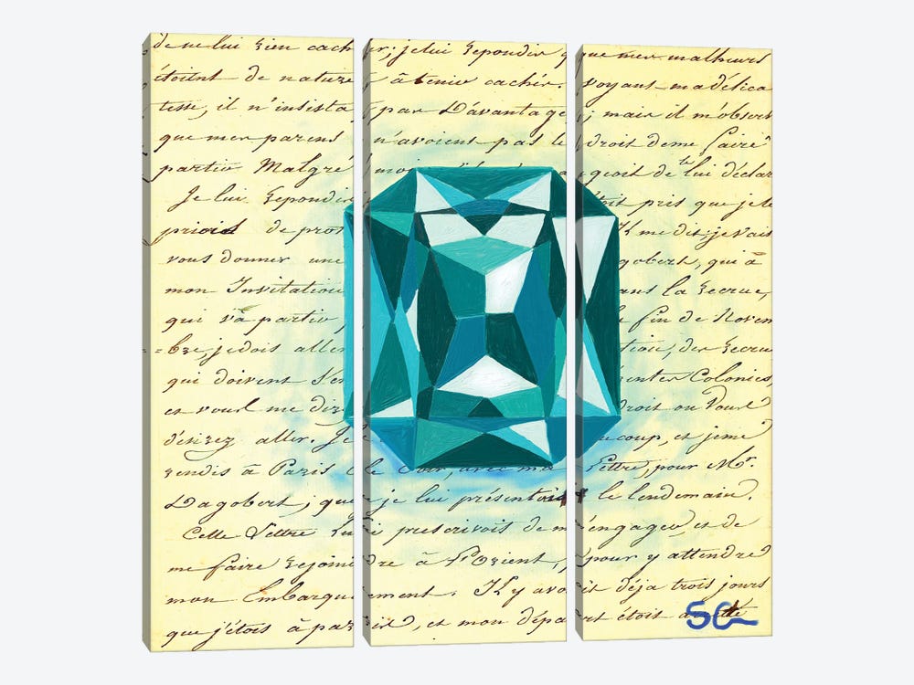 Blue Diamond by Silan Chen 3-piece Canvas Art