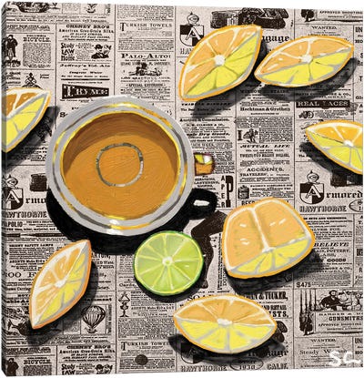 Tea And Lemon Slices Canvas Art Print - Silan Chen